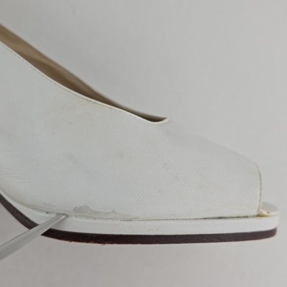 Enzo Angiolini Women's White Leather Slingback Peep Toe Heeled Shoes Size 6B - Picture 14 of 16